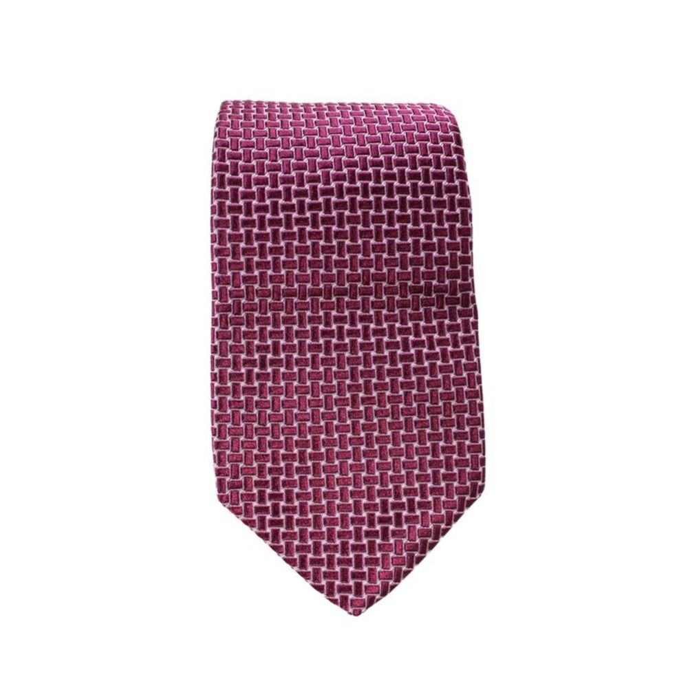 Tom James Mens Silk Geometric Print Neck Tie Burgundy